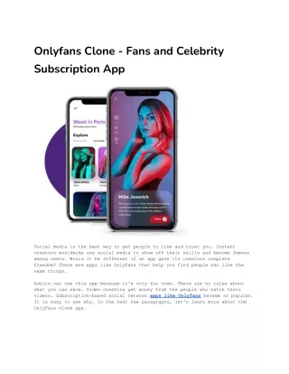 Onlyfans Clone - Fans and Celebrity Subscription App