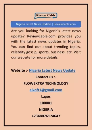 Nigeria Latest News Update | Reviewcable.com