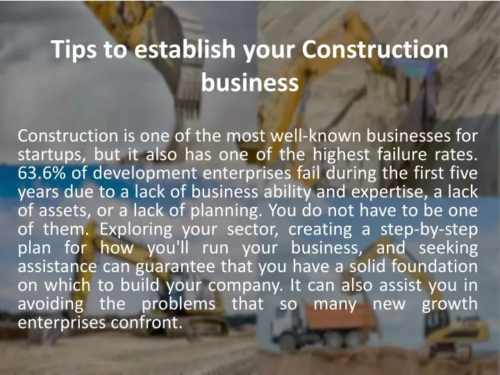 tips to establish your construction business