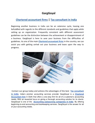 Chartered accountant firms,   Tax consultant in India