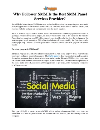 Why Follower SMM Is the Best SMM Panel Services Provider
