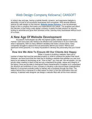 web design company kelowna cansoft web design