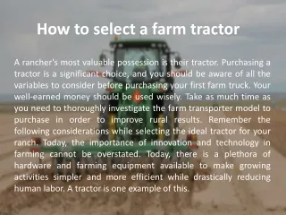 How to select a farm tractor