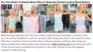 All You Want to Know About Ballet Dancing Store Claudia Dean World