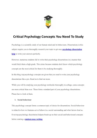 critical psychology concepts you need to study