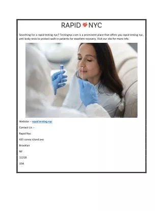 Rapid Testing Nyc  Testingnyc.com