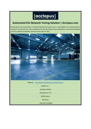 automated e2e network testing solution acctopus