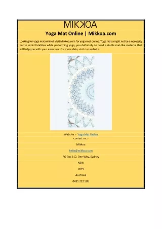 Yoga Mat Online | Mikkoa.com