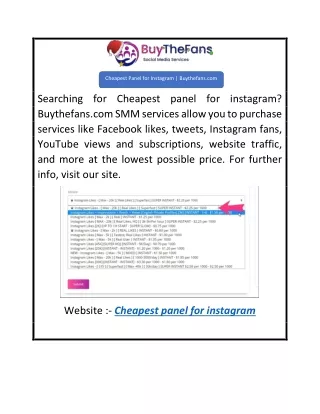Cheapest Panel for Instagram  Buythefans.com