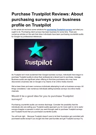 Buy Trustpilot Reviews - 100% Permanent, Legit and Organic