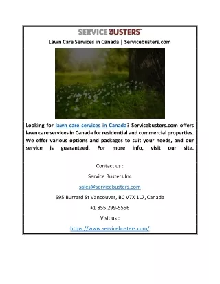Lawn Care Services in Canada | Servicebusters.com