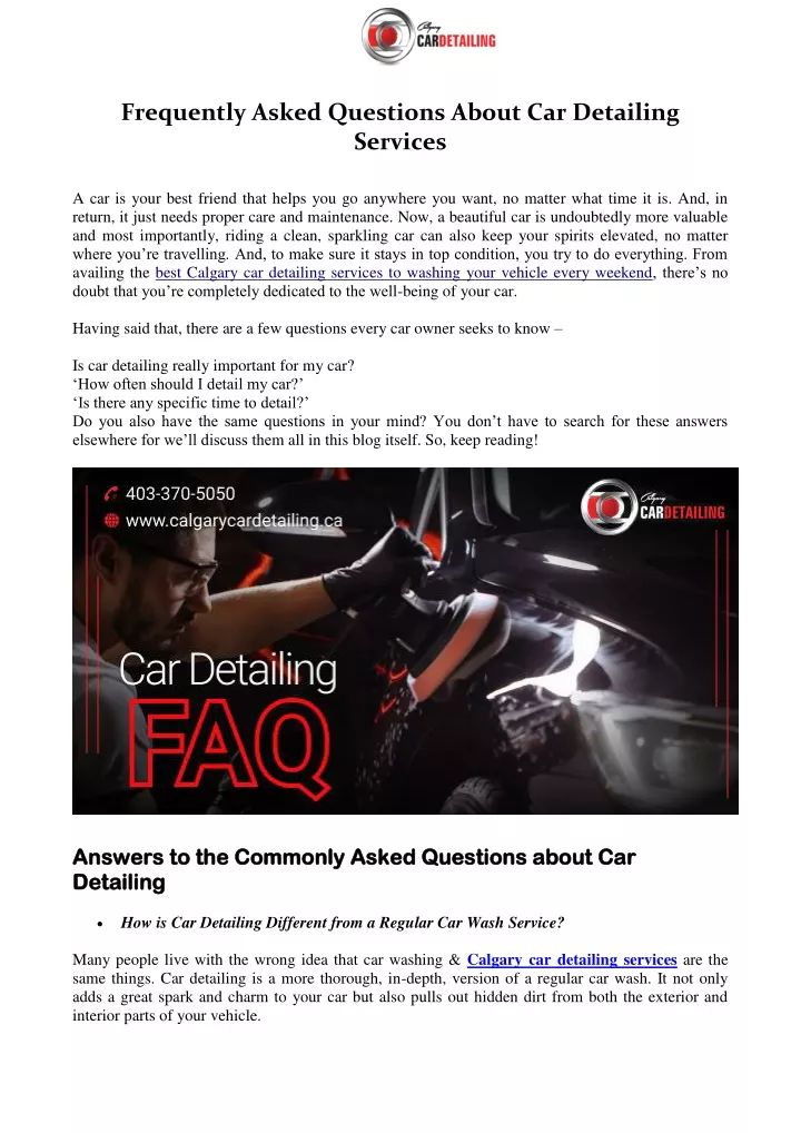 frequently asked questions about car detailing