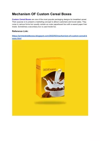 mechanism of custom cereal boxes