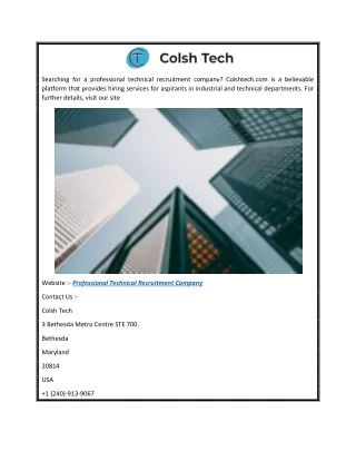 Professional Technical Recruitment Company  Colshtech.com