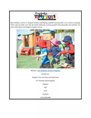 Best Childcare Centres in Kingston  Kingston.tinytots.net.au