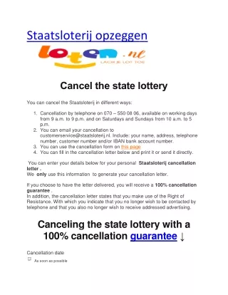 staatsloterij opzeggen