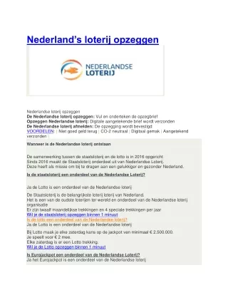 Nederland’s loterij opzeggen