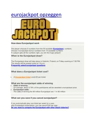 eurojackpot opzeggen