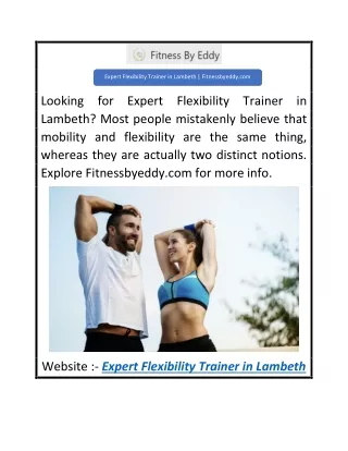 Expert Flexibility Trainer in Lambeth  Fitnessbyeddy.com