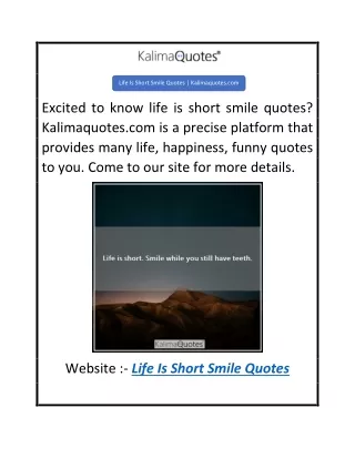 Life Is Short Smile Quotes  Kalimaquotes.com
