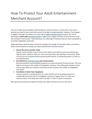 How To Protect Your Adult Entertainment Merchant Account?