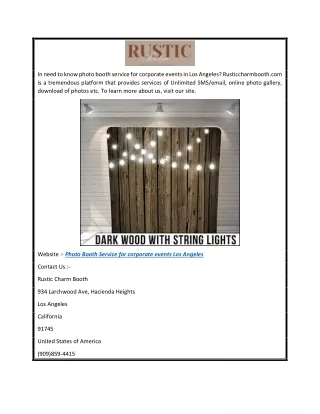 Photo Booth Service For Corporate Events Los Angeles  Rusticcharmbooth.com