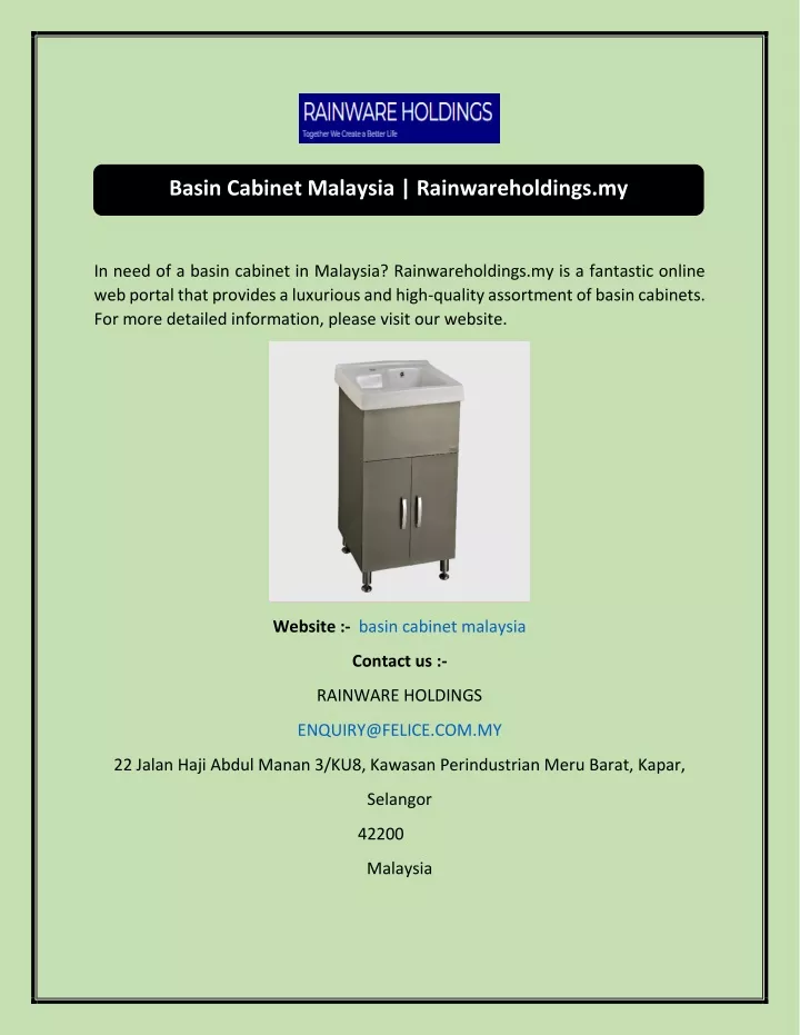 basin cabinet malaysia rainwareholdings my