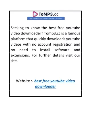 Best Free Youtube Video Downloader  Tomp3.cc