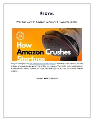 Pros and Cons of Amazon Company | Roycompro.com
