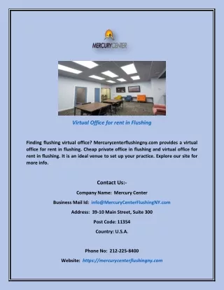 Virtual Office for Rent in Flushing | Mercurycenterflushingny.com