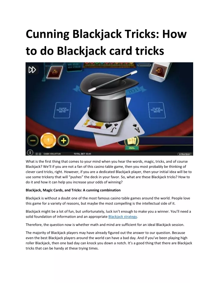 cunning blackjack tricks how to do blackjack card