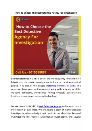 How to Choose the Best Detective Agency For Investigation