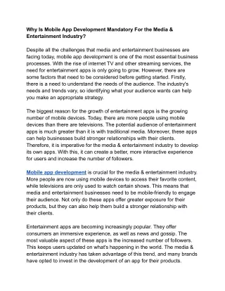why is mobile app development mandatory