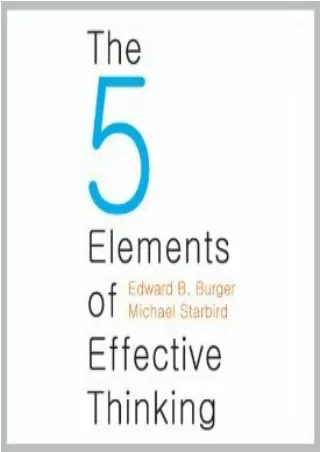 Read EPUB The 5 Elements of Effective Thinking For Kindle