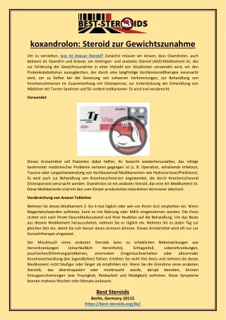 koxandrolon Steroid zur Gewichtszunahme