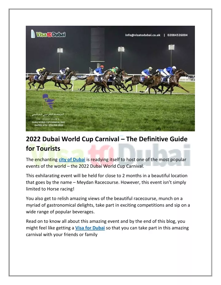 2022 dubai world cup carnival the definitive