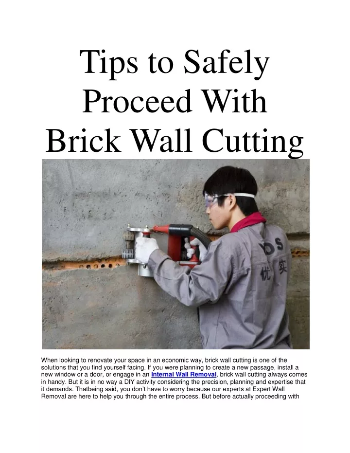 tips to safely proceed with brick wall cutting