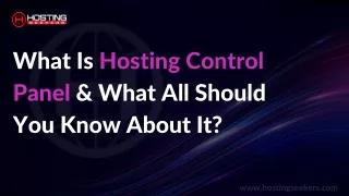what is hosting control panel what all should