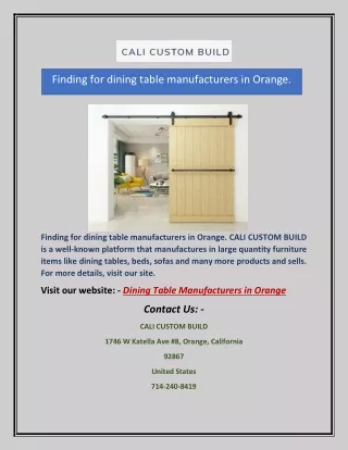 finding for dining table manufacturers in orange