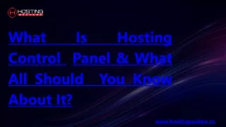 what is hosting control panel what all should