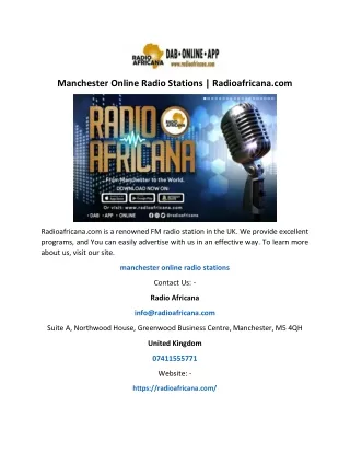 Manchester Online Radio Stations | Radioafricana.com