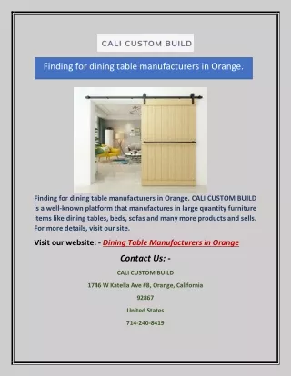 Finding for dining table manufacturers in Orange.