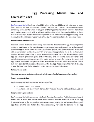 egg processing market size and forecast to 2027