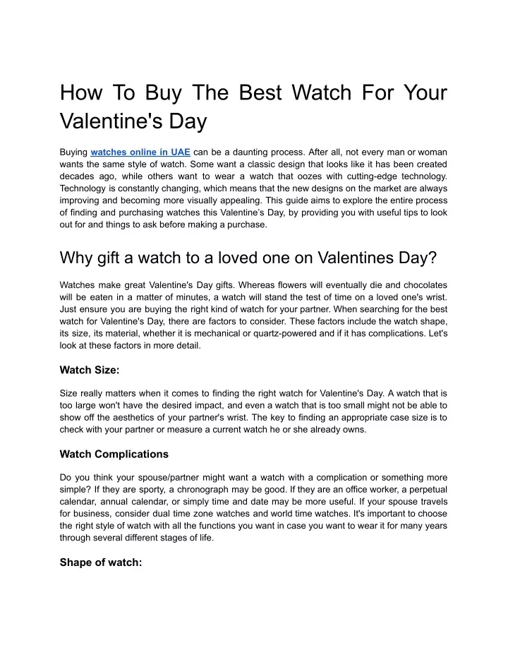 how to buy the best watch for your valentine s day