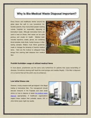 Why Is Bio-Medical Waste Disposal Important