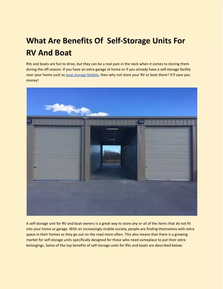 what are benefits of self storage units