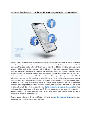 What are the Things to Consider While Promoting Business Using Facebook?