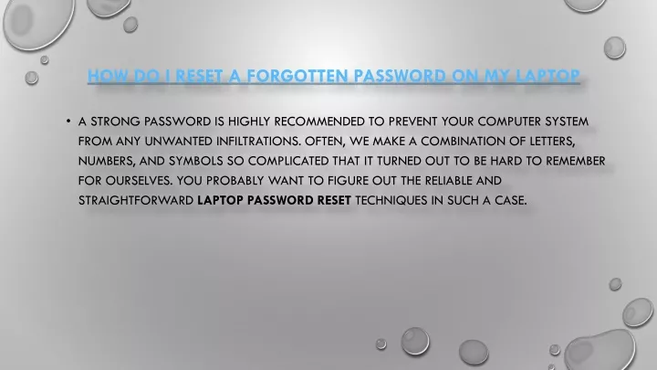 how do i reset a forgotten password on my laptop