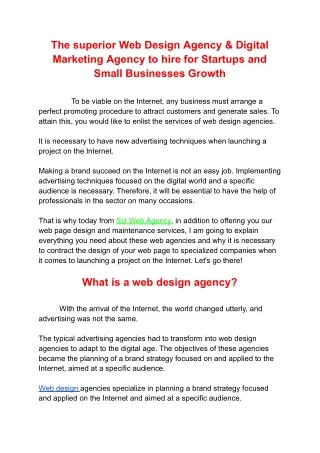 The superior Web Design Agency _ Digital Marketing Agency to hire for Startups and Small Businesses Growth