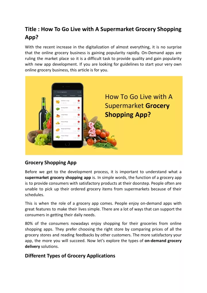 title how to go live with a supermarket grocery